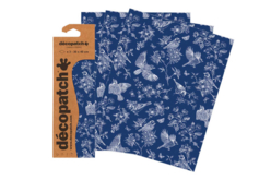 Papier Décopatch oiseaux bleus - 3 feuilles N°909 - Papiers Décopatch – 10doigts.fr - 2