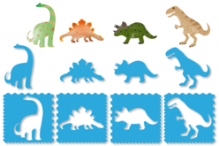 Pochoirs + silhouettes DINOSAURES - 4 motifs - Pochoirs animaux – 10doigts.fr