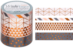 Masking tape géométriques - 4 rouleaux motifs métallisés - Adhésifs colorés et Masking tape – 10doigts.fr