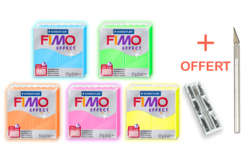 Kit Fimo Néon - 5 couleurs + 1 cutter gratuit - Les kits pâtes Fimo – 10doigts.fr