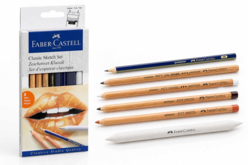 Set de dessin Faber-Castell - 6 pièces - Crayons graphite et mines pour le dessin - 10doigts.fr