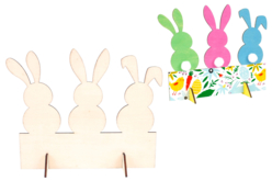Décorations 3 lapins en bois - 6 pcs - Supports Pâques – 10doigts.fr