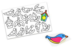 Stickers transparents à colorier - 12 stickers oiseaux - Gommettes à colorier, à gratter – 10doigts.fr