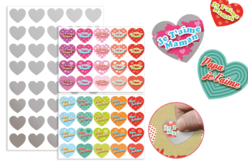 Cœurs “Message d’amour” à gratter - 40 stickers - Stickers, gommettes coeurs – 10doigts.fr