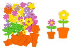 Assortiment stickers "Pots de fleurs" à composer - 42 stickers - Formes en Mousse autocollante – 10doigts.fr