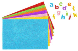 Stickers lettres en caoutchouc mousse pailleté - 7 couleurs