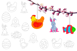 Suspensions de Pâques à colorier - 52 formes - Suspensions de Pâques – 10doigts.fr