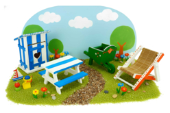table picnic décors plage - Univers Miniature : maison de poupée et miniatures - 10doigts.fr
