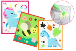 Cartes à sabler, thème animaux- 6 pièces - Sable coloré – 10doigts.fr