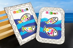 Tableau poissons colorés - Cadres en carton - 10doigts.fr - 2