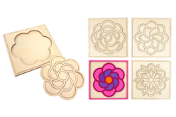 Tableaux fleurs en bois - 4 pièces - Puzzles - 10doigts.fr