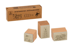 Tampons bois Noel - 3 pcs - Tampons encres et peintures - 10doigts.fr