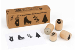 Tampons noel en bois - 4 pièces - Pochoirs et tampons de Noël - 10doigts.fr - 2