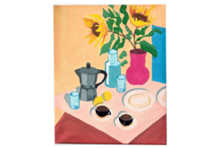 Toile imprimée à peindre - Le petit déjeuner - Peinture aux numéros - 10doigts.fr