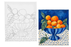 Toile imprimée à peindre - Les fruits nature morte  - Peinture aux numéros : découvrez l'art du tableau numéroté pour tous - 10doigts.fr