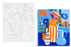 Toile imprimée à peindre - Les vases bleus - Peinture aux numéros : découvrez l'art du tableau numéroté pour tous - 10doigts.fr