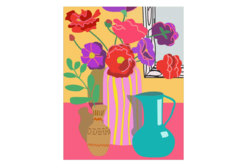 Toile imprimée à peindre - Les vases - Peinture aux numéros - 10doigts.fr