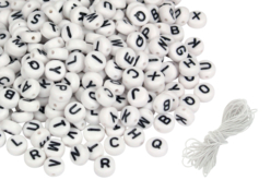 Perles rondes alphabet noir - 300 perles - Bijoux messages – 10doigts.fr