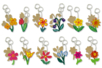 Set de 12 porte-clefs fleurs assorties, en bois médium (MDF) - 10doigts.fr