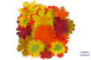 Set de 30 fleurs en soie couleurs d'automne ou printanières, tailles assorties 5 à 10 cm - 10doigts.fr