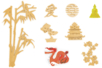 Set de 8 motifs décoratifs en bois médium (MDF) à décorer : Asie - 10doigts.fr