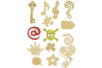 Set de 14 motifs décoratifs plats en bois médium (MDF) à décorer : Fantaisie - 10doigts.fr