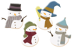 Bonhommes de neige en bois décoré - Set de 8 - Motifs peints – 10doigts.fr