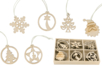 Coffret de motifs de Noël en bois naturel - 18 pièces - Suspensions et boules de Noël – 10doigts.fr