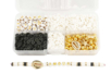 Coffret perles or, noir et blanc - 1000 perles - Kits bijoux – 10doigts.fr