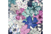 Coupon de tissu imprimé grandes fleurs tons bleus - 43 x 53 cm - Coupons de tissus – 10doigts.fr