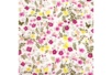 Coupon en coton imprimé : fleurs jaunes et mauves + fond blanc - Coton, lin – 10doigts.fr