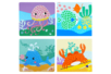 Kit 4 tableaux gommettes mosaïques  - Animaux marins - Les nouveautés 2026 – 10doigts.fr