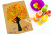 Peinture au coton-tige - arbre d'automne - Activités manuelles Automne – 10doigts.fr