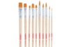 Pinceaux polyester, manche long - 10 pièces - Pinceaux et brosses pour peinture acrylique – 10doigts.fr