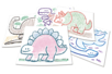 Plaques dessin relief dinosaures mignons - 6 pièces - Dessin 1er âge – 10doigts.fr
