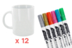 PROMO : lot de 12 mugs en céramique + 6 marqueurs peinture céramique - Supports en céramique à décorer – 10doigts.fr