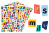 Set de 6 planches de gommettes alphabet magazine minuscules - Gommettes Alphabet, messages – 10doigts.fr