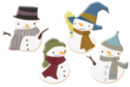 Bonhommes de neige en bois décoré - Set de 8 - Motifs peints - 10doigts.fr