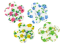 Fleurs adhésives en tissu imprimé - 8 fleurs - Motifs en tissu - 10doigts.fr