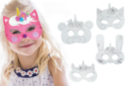 Masques licorne à décorer - 4 motifs assortis - Masques - 10doigts.fr
