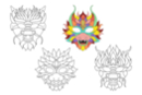 Masques à colorier dragons - 4 motifs  - Masques - 10doigts.fr