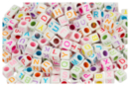 Perles cubiques alphabet multicolore - 280 perles - Bijoux messages - 10doigts.fr
