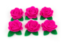 Roses en feutrine - 6 pièces - Fleurs et feuilles décoratives - 10doigts.fr