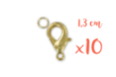 Fermoirs mousquetons dorés 1,3 cm - Lot de 10 - Fermoirs bijoux 03382 - 10doigts.fr