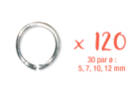 Anneaux ronds argentés (30 par Ø : 5, 7, 10, 12 mm) - Lot de 120 - Anneaux, clous - 10doigts.fr