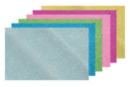  Caoutchouc souple pailleté adhésif  - Set de 6 plaques (or + argent + bleu + rose + fuchsia + vert) - Papiers adhésifs 13115 - 10doigts.fr