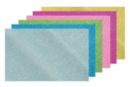 Caoutchouc souple pailleté adhésif  - 6 couleurs  (or + argent + bleu + rose + fuchsia + vert) - Caoutchouc Mousse - 10doigts.fr