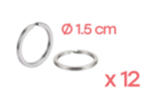 Anneaux brisés Ø 1,5 cm - 12 pièces - Porte-clés - 10doigts.fr