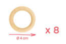 Anneaux en bois Ø 4 cm - 8 pièces - Perles Bois 38272 - 10doigts.fr