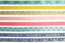 Rubans tissu adhésifs, motifs assortis - 8 bandes - Rubans et cordons 36141 - 10doigts.fr